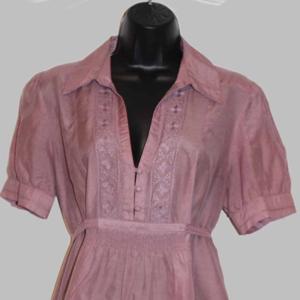 Trendy Embroidered Lavender Blouse